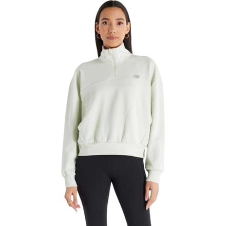 New Balance Oversized gebreid sweatshirt met kwartrits voor dames (Munt)