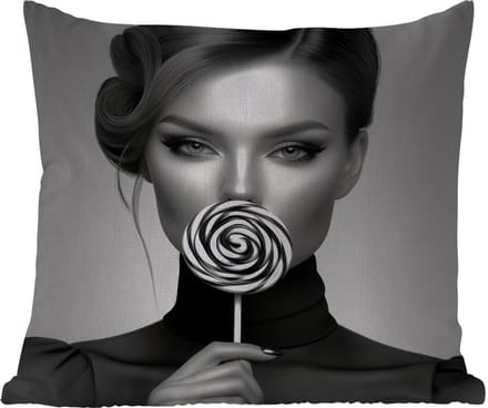Buitenkussen - Vrouw - Lolly - Zwart - 45x45 cm - Weerbestendig