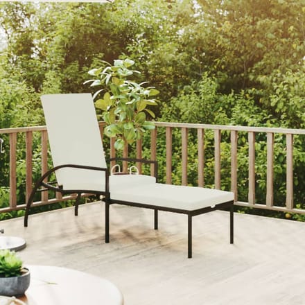 vidaXL - Ligbed - met - voetensteun - polyetheen - rattan - bruin
