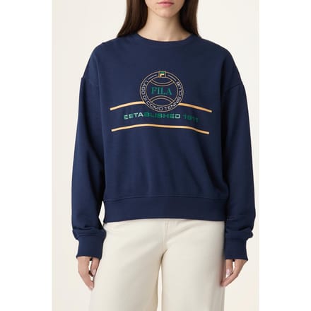 FILA Parella Relaxed Graphic Crewneck Sweatshirt Black Iris Taglia: L | Maglioni a maglia Outlet | Donna | Nero