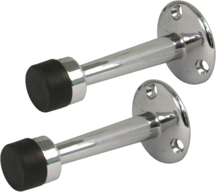 AMIG Deurstopper/deurbuffer - 2x - 75mm - muurbevestiging - verchroomd messing
