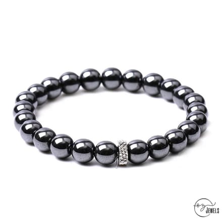 OZ Jewels - Kralenarmband Black Hematite - Natuurstenen - Elastisch