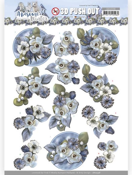 3D Push Out - Amy Design - Awesome Winter - Winter Flowers