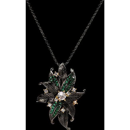Bague Arbre de Coco Colorée Pendentif Style Européen et Américain pour Vacances d'Été Micro serti Feuilles Fleurs Zircon black