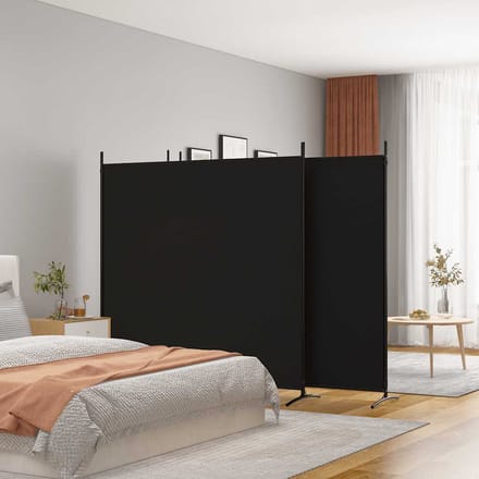 vidaXL - Kamerscherm - met - 4 - panelen - 698x180 - cm - stof - zwart
