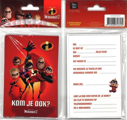 Interstat - Uinodigingskaarten - Incredibles 2 - 6st.