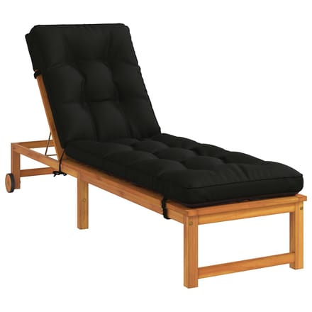 vidaXL - Ligstoel - Kussen - VIANEN - 100% - Polyester - Zwart - 200 - x - 60 - x - 8 - cm