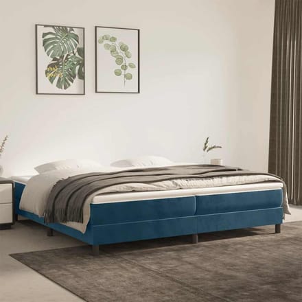 vidaXL - Boxspring - bed - 200x200 - cm - fluweel - donkerblauw