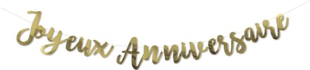ARTYFETES - Goudkleurige metallic Happy Birthday slinger