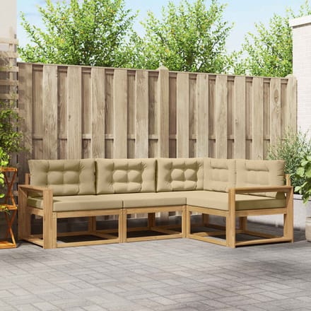 vidaXL - Buiten - bank - set - 3 - st - Wit - en - Beige - Polyester