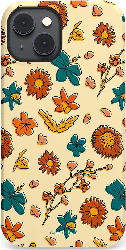 Casetastic hoesje geschikt voor Apple iPhone 14 Plus - MagSafe - Dubbellaagse bescherming - Boranisch veld - Fashion Case - Crème Terracotta Okergeel