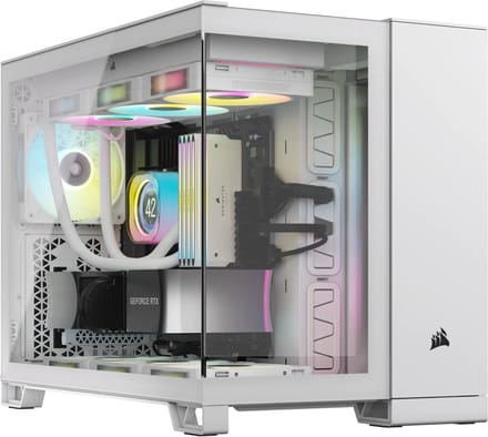 PC-Behuizing - Case - CORSAIR 2500X Wit - Minitowermodel - Mini-ITX, Micro-ATX - Geen voeding - USB/Audio - Tempered Glass - Wit