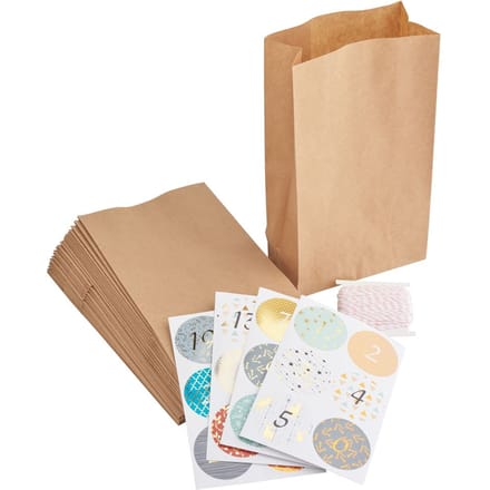 Adventskalender-Stel in "Kraftpapier"Voedselveilige papieren zakken