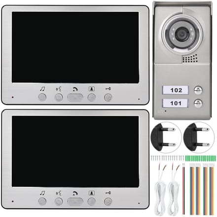 7-inch Appartement 2 Units Bekabeld Video Deurintercom Visueel Toegangsintercom Systeem110-