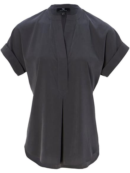 Shirtblouse korte om­slagmouwen Van Peter Hahn grijs