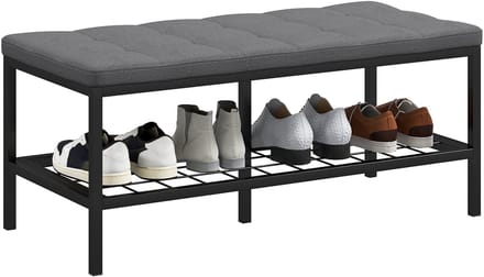 HOMCOM-Schoenenbank-Linnen (100% polyester)-90x41x40cm-Grijs