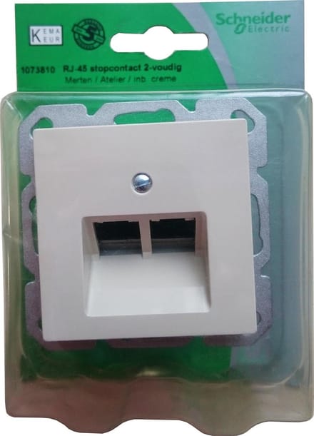 MERTEN type Atelier - 2 voudig RJ45 - Wandcontactdoos - Inbouw - Crème