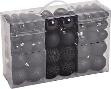 Kerstballen set Zwart 100st.