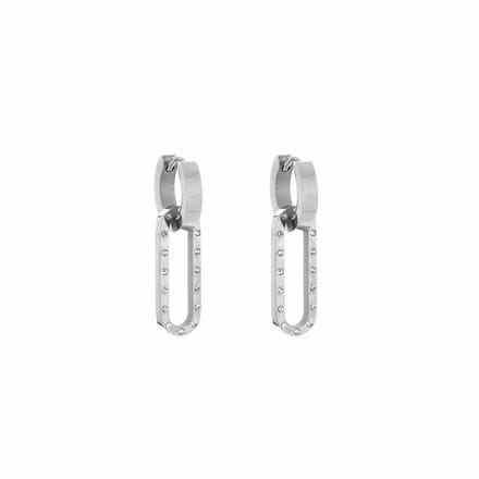 Bijoutheek Oorhangers hoop witte stenen Zilver