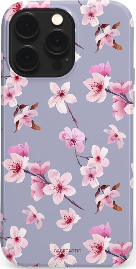 Casetastic hoesje geschikt voor Apple iPhone 14 Pro Max - MagSafe - Dubbellaagse bescherming - Bloemsem Bries - Fashion Case - Zilver Lichtroze Lila