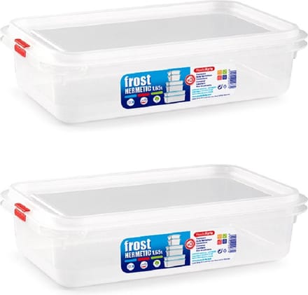 Plasticforte vershoudbakje - 6x - met deksel - 26 x 18 x 7 cm - 1.6L - meal prep bakjes