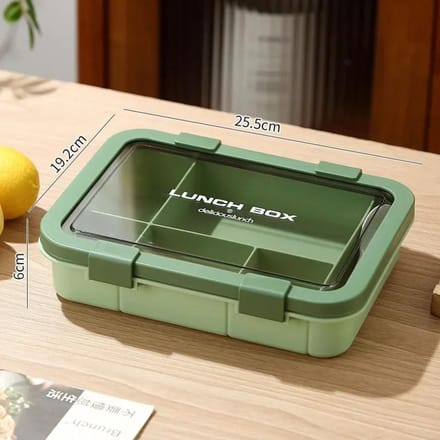 Boîte à Lunch à Compartiments 1500ML Portable Boîte Bento Enfants Étudiants Bureau Boîte Bento avec Cuillère Fourchette Conteneur de Stockage Alimentaire Micro-ondes gray