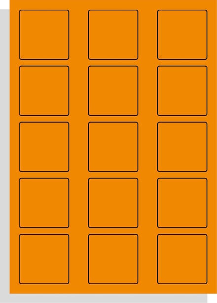 A4 Laserprinter etiketten - 50 x 50 mm vierkant - oranje radiant - 100 vel per doos