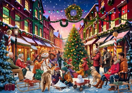 Bluebird Puzzle kerstpuzzel Christmas Street - 2000 stukjes karton.