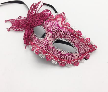 Venetiaans Masker - Vlindermotief - Stof - DonkerRoze
