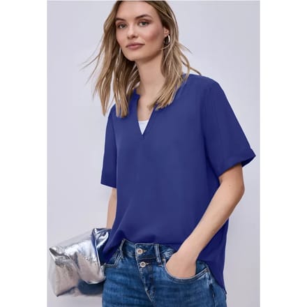Blouse met gespleten hals en omslag