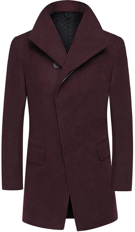 ALLTHEMEN Heren Lange Mantel Wollen Winterjas - Slim Fit Jas - M