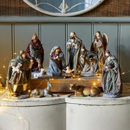 LOBERON Kerststalfiguurtje set van 11 Luniva bont