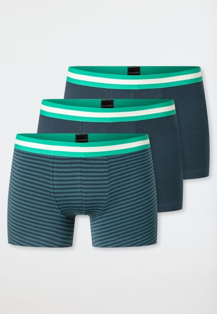 Shorts, set van 3, met streepjes, donkerblauw/groen - 95/5 140