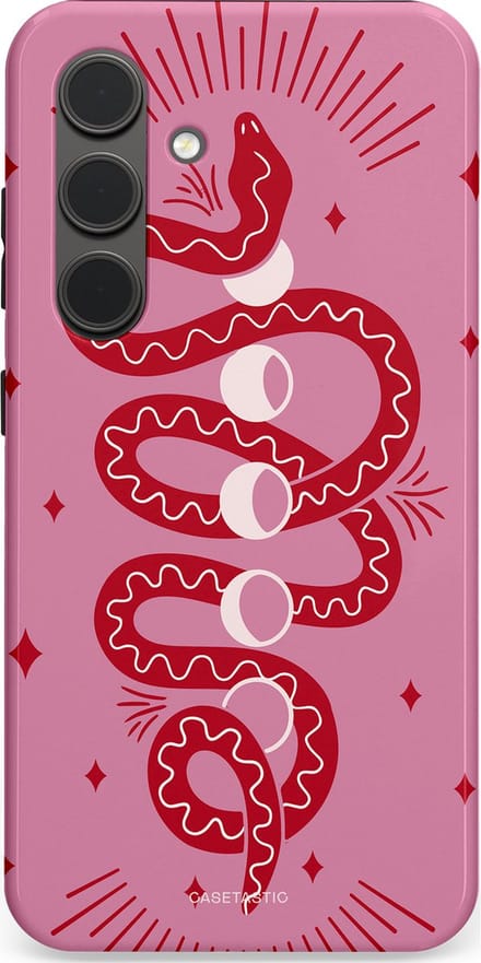Casetastic hoesje geschikt voor Samsung Galaxy S24 - Dubbellaagse bescherming - Eclipseslang - Fashion Case - Lila Koraal