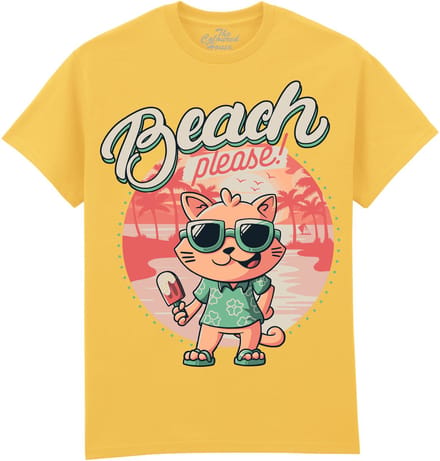 Beach Please - Cat The Coloured House T-shirt L