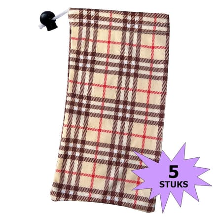 Fako Bijoux® - Microvezel Brillenhoes - Blokken Print - 18x9cm - 5 Stuks