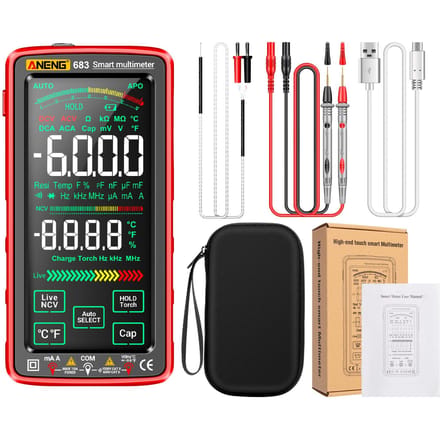 ANENG 683 6000 tellingen groot touchscreen digitale multimeter Smart Anti-burn oplaadbaar universeel rood