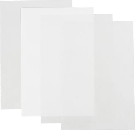 Vellen krimpfolie, vel 20x30 cm, dikte 0,3 mm, transparant glans, mat transparant, Mat wit, 4 vel