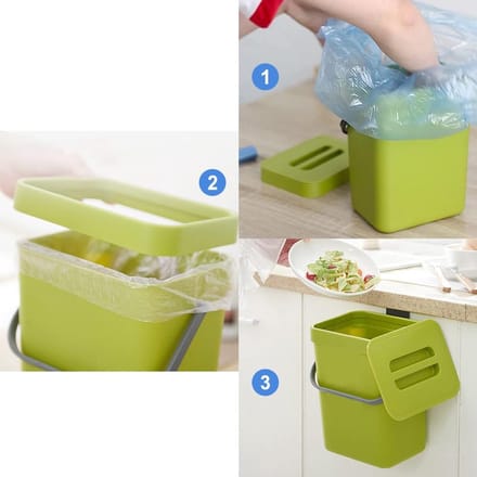 Kleine compostbak - Keukenafval emmer - Afval scheiden - Draagbare handgreep - 3 liter - Groen