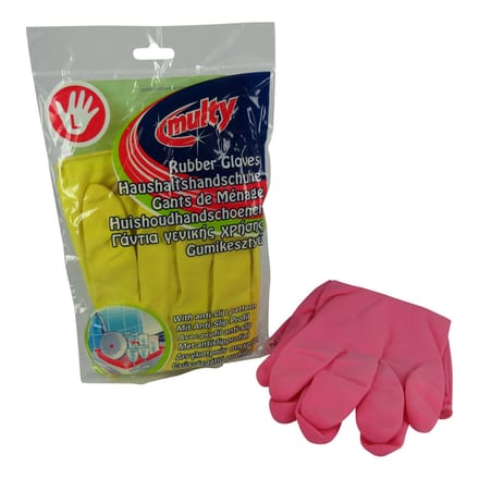 Multy - Huishoudhandschoenen maat S - Natuurlatex/Kantoen - Geel