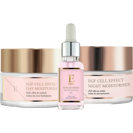 EGF Cel Effect Dag Moisturizer + EGF Cel Effect Nacht Moisturier + Rozenbloesem gezichtsolie 30ml