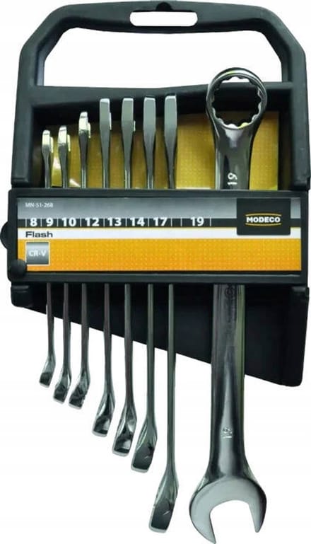 Set van 8 ring- en dopsleutels 8-19 mm Cr-V