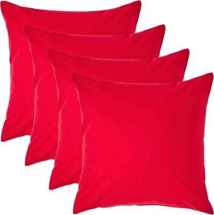 Homescapes Kussensloop 40x40 cm Set van 4 – Rood – 100% Egyptisch Perkal Katoen – 200 TC