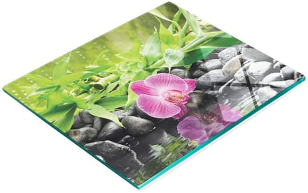 Multifunctionele decoratieve glazen snijplank voor de keuken, orchidee en water, 60x52 cm