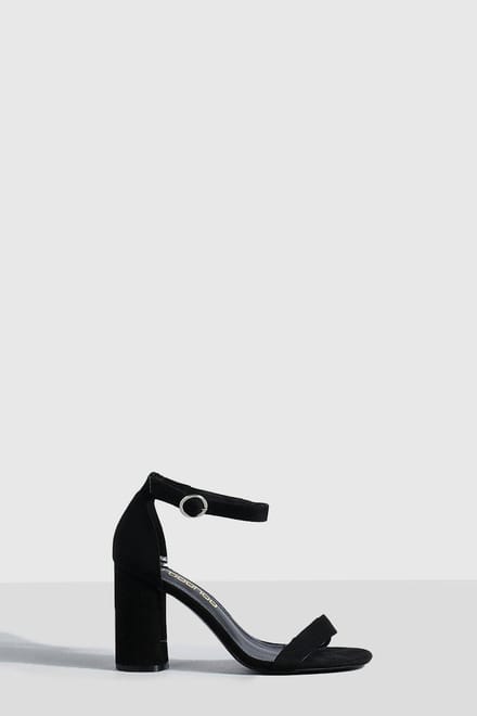 boohoo Dames Rounded Heel 2-delige Barely There Hakken | Black | Maat: 8