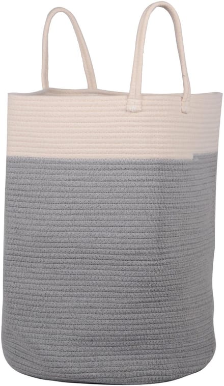 UNUS® Wasmand opvouwbaar katoen grijs wit 40 x 50 cm