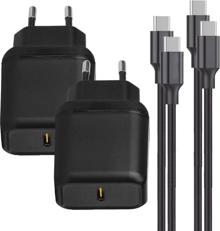 2x 25w usb C Snellader 1 Meter - Usb C naar usb C - Snellader geschikt voor Samsung Super Fast Charging - Zwart