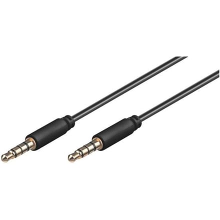 Goobay Audio-aansluitkabel AUX, 3,5 mm stereo 4-polig, slank, CU, Jackplug 3,5 mm-stekker (4-pins