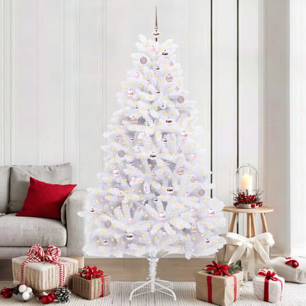 vidaXL - Kunstmatige - Hinged - Kerstboom - Wit - 210 - cm - PVC - en - Staal