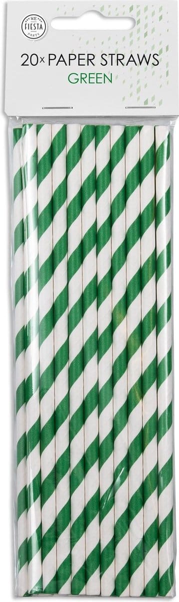 Papieren rietjes groen wit gestreept.